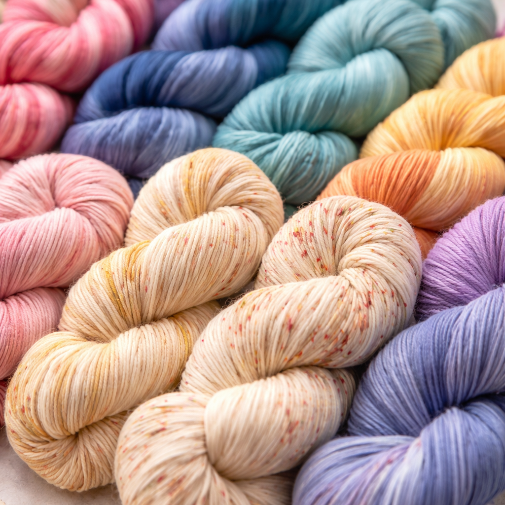 Kolorowe ręcznie farbowane włóczki